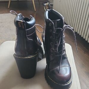 Dr. Martens Burgundy Lace Up Platform Boots